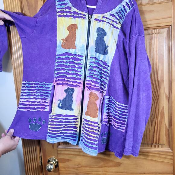 The Collection Royal sweater Jacket Hoodie full Zip Front Dog Patchwork size 3XL - Picture 3 of 6